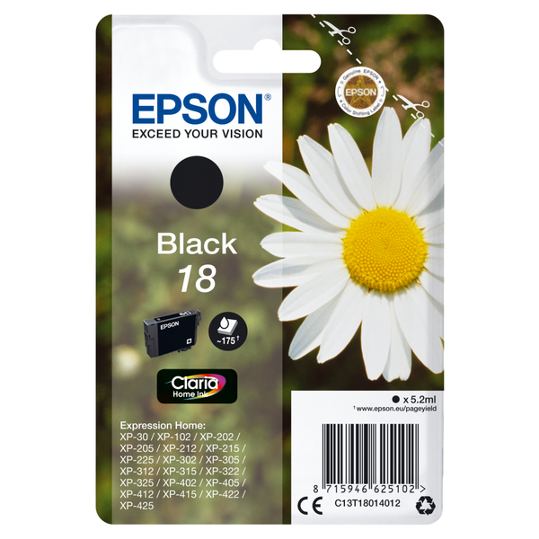 Epson Original T1801 GäNseblüMchen Tintenpatrone, Claria Home, Schwarz-image