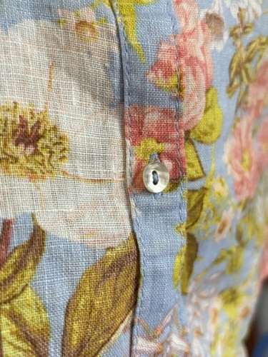 Joie Women's 100% Linen Roll Tab Sleeve Multicolor Floral Button Up Shirt Size S - Picture 5 of 14