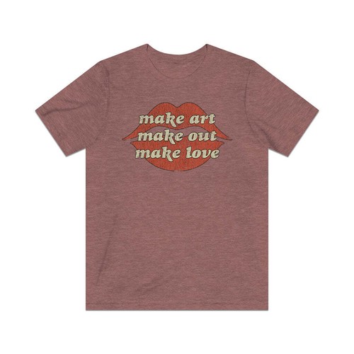 Make Art. Make Out. Make Love. 1971 Vintage Men's T-Shirt - Picture 4 of 12