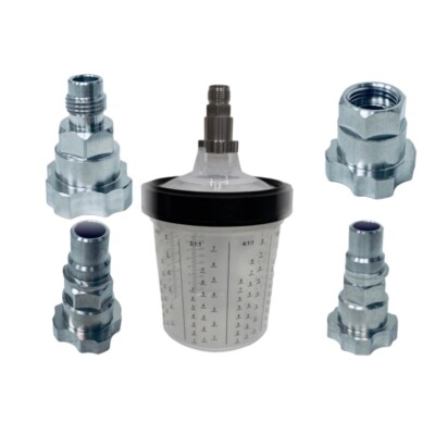 PPS Spray Gun Cup Adapter Stainless Steel Male to Female Paint Spray Cup System