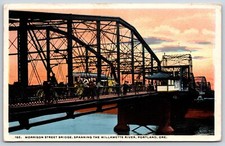 Postcard Morrison Street Bridge, Spanning The Willamette River Portland, Oregon