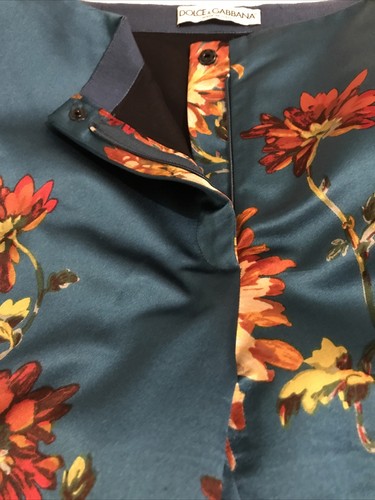 Dolce Gabbana Women Silk Blue Red Floral Cropped Trousers Size : It 42 , Uk10 - Picture 16 of 17