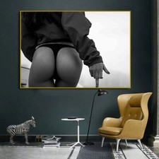 Canvas Painting Wall Art Woman Pictures Living Room Decor Black White Poster Art