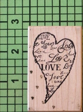 Heart Filled with Love Words Wood Mounted rubber stamp F-2841 by PSX