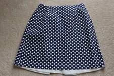 Vintage Blue White Polka Dot Skirt Lined Hand Sewn A Line 1970s Waist 29
