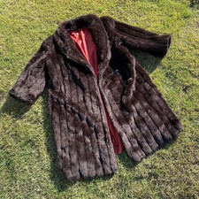 Ribbed Faux Fur Brown Open Front Oversized Coat Jacket