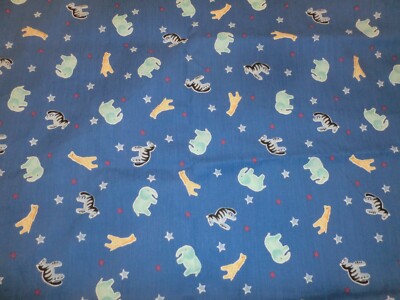 COUNTRY NOAH ARK cotton fabric 20'' X 44''  OUT OF PRINT ANIMALS ON BLUE