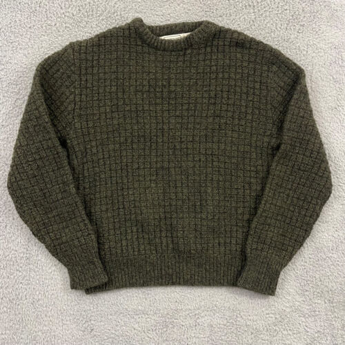 Vintage American Eagle Sweater Mens S Green Wool Knit 80s Long Sleeve Pullover - Picture 1 of 9