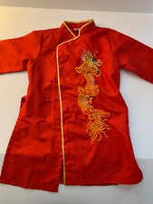 DO DAI Red 100% SILK Vietnamese Traditional Costume Embroidered Dragon Child's 8