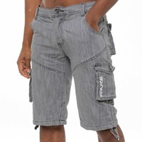Kruze Mens Cargo Shorts Combat Denim Knee Length Multi Pocket Summer Half Pants