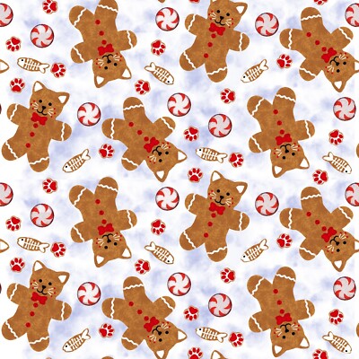 Feline Drive Fabric KITTEN CHRISTMAS Ginger Cat Cookie Studio E Sold by the Yard