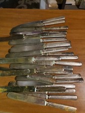 lot KNIVES SILVER PLATED SOLID HANDLES art craft jewelry vtg silverware knife