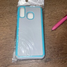 Samsung Galaxy A10e / A102 A20e / A202 Gray & Teal Hybrid Case C532