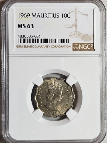 Mauritius 10 Cents 1969 NGC MS 63