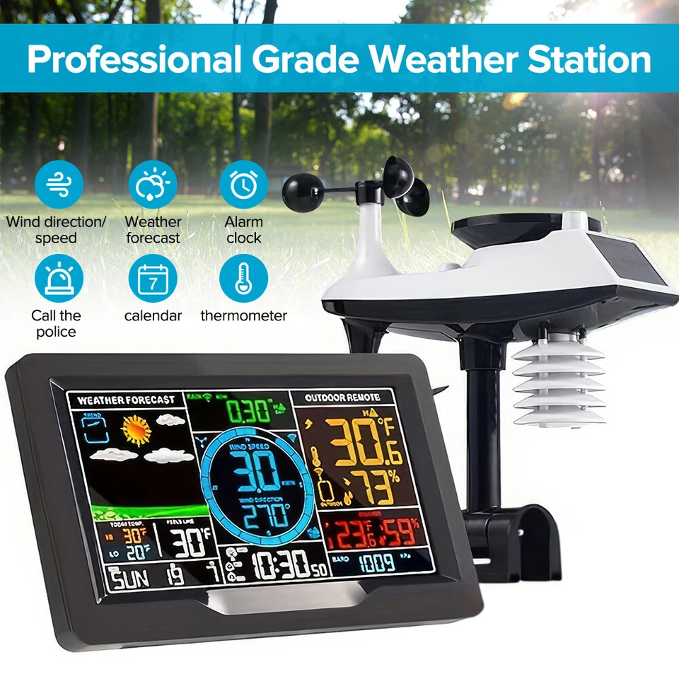 Professional Weather Station 8.1in Color Display Indoor Outdoor Weather Forecast - image 4 of 4
