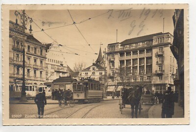 SCHWEIZ SWITZERLAND - Kanton ZÜRICH - ZÜRICH Fotokarte Straßenbahnen Paradplatz