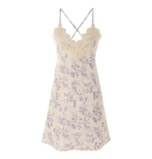 Zimmermann Halliday Swing Mini Dress | Lilac Floral, Linen, Lace Trim, Backless