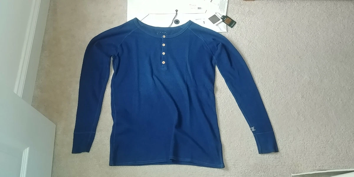 Visvim Indigo Waffle Henley L/S (Giza) 1 S 2012 UWTB 100% Authentic FIL Peerless