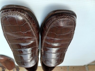 COLE HAAN BROWN Embossed Crocodile Leather Loafers, 10.5 M  display picture 1