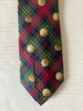 Trimingham's Bermuda Men's Necktie Tie Silk Tartan Plaid Golf Balls Made England