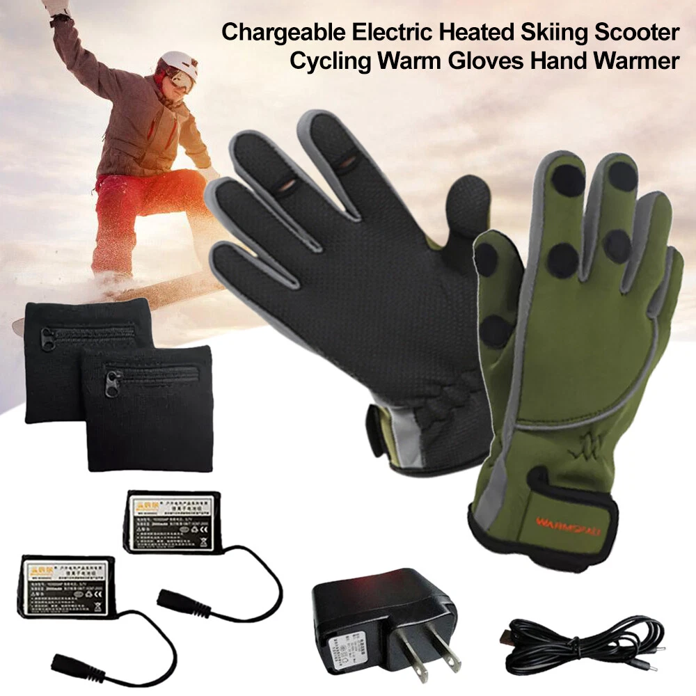 Heat Motorcycle Skiing Heated Gloves With 3600mAh Battery Winter Warmer  Mittens