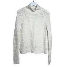 Loft Women  s Wool Blend Turtle Neck Knit Sweater in Light Cream Color Size Small