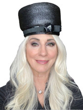 Vintage 60s Retro Women's Jet Black Straw Pillbox Hat Brozman's Cool Details