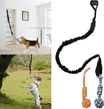 Spring Pole Dog Rope Outdoor Tug of War Toy for Pitbull Medium to Large Dogs Bun