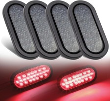 6 Inch Oval Smoked Lens Red LED Low-High Light 4 Pcs Smoked Red Low-High Light