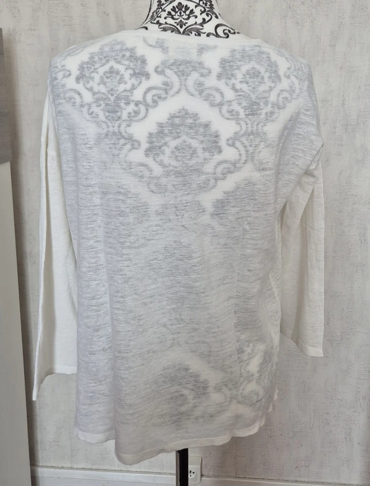haut hartford taille 2/38/M maille fine blanc coton - Photo 3/4