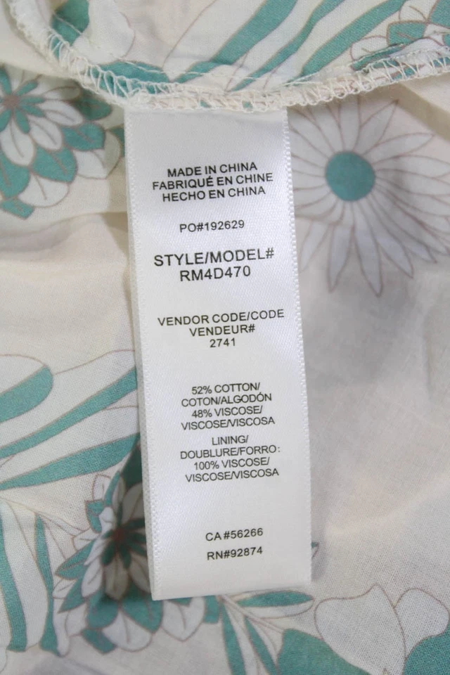 Espléndido Vestido Para Mujer Algodón Floral Sin Mangas Cuello Redondo Línea A Crema Talla XS Foto 4 de 4