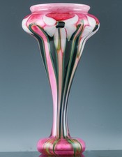 BEAUTIFUL LARGE 1992 JOHN LOTTON IRIDESCENT MULTI FLORA STUDIO ART GLASS VASE