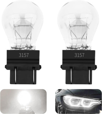 2PCS 3157 Halogen Bulbs 12V P27-5W 3000K White Tail Light Bulbs