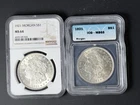1921 Morgan Silver Dollars, two Morgans graded Ms65 & Ms64, free shipping