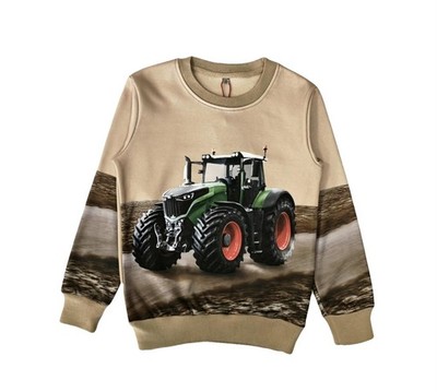 S&C Kinder-Sweatshirt  Grüner Traktor auf dem Acker  H371   Pullover für kleine 