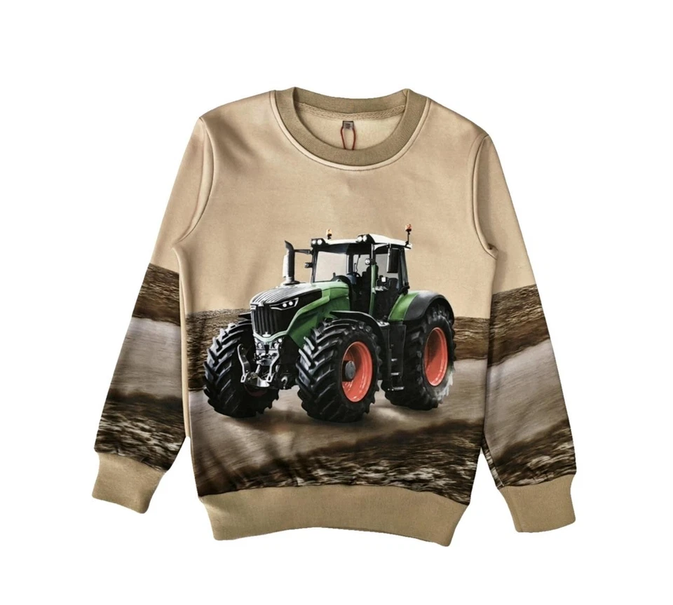 SQUARED&CUBED S&C Kinder-Sweatshirt „Grüner Traktor auf dem Acker“ H371 – Pullover für kleine