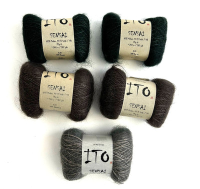 Ito Sensai Lace Weight Mohair Silk Yarn 50g/262 yds ea Gray Green Etc Lot of 5