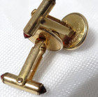 Signed by Correct Quality Red Stone Yellow Gold Plated Cuff Links Vintage — photo 4