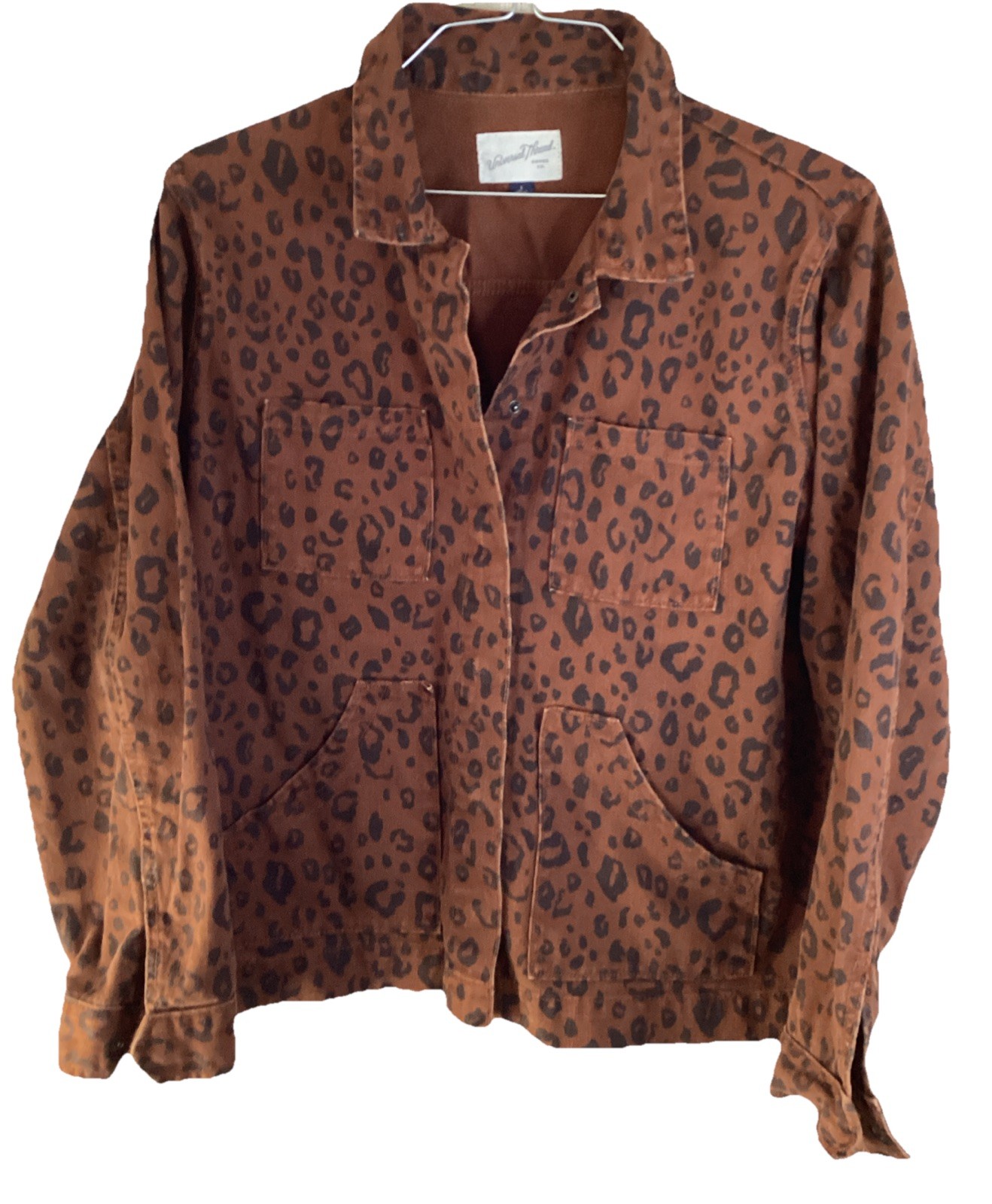 Universal Threads Leopard Print Snap Up Denim Jac… - image 1