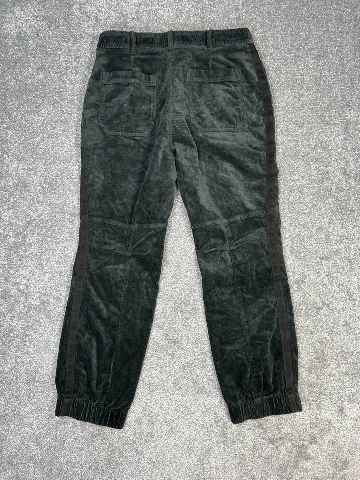 Pantalones de chándal Anthropologie de pana para mujer 10 negros de algodón tiro alto pierna cónica Foto 2 de 4