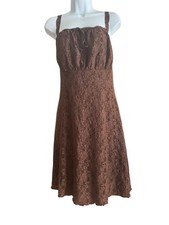 Forever 21 Mini Dress Women M Chocolate Brown Babydoll Lace Spaghetti Strap Y2K 