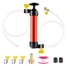 RV Antifreeze Hand Pump Kit With Clear Hoses Brass Fitting Fuel & Water Transfer