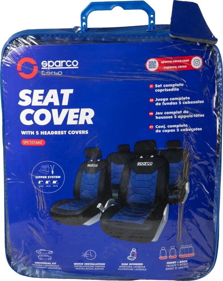 Set completo SPC1016 coprisedili per auto universali nero/blu nido d'ape SPARCO - Imagen 2 de 4