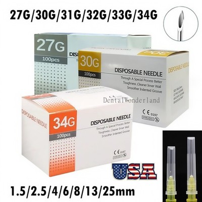 100Pcs Tattoo Micro Needles Disposable Painless Sterile Syringe Tips Needle USA
