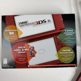 Nintendo New 3DS XL Red In Original Box W Charger Stylus US Model