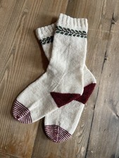 Hand Knit Christmas Socks Wool Jamieson Shetland Wool Toasty 