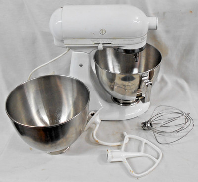 Kitchen Aid Ultra Power Stand Mixer 300 Watt 10 Speed White KSM90 W/TWO BOWLS