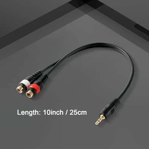 3.5mm Male to 2RCA Female Adapter Cable, Stereo Audio Y Splitter Cable, 1/8 - Image 3 of 4