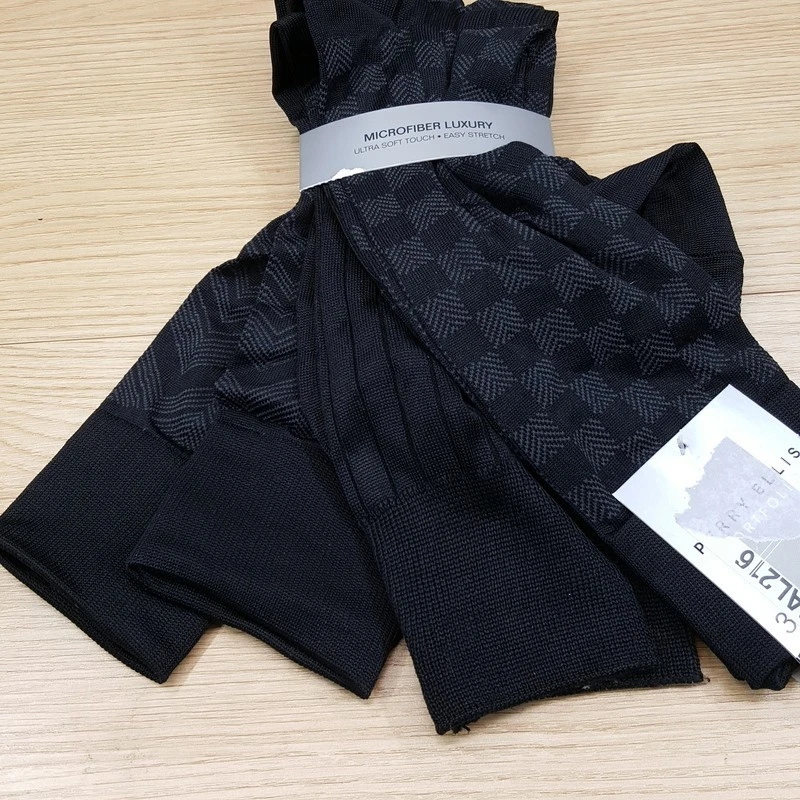 Paquete de 3 calcetines de vestir PERRY ELLIS negros lisos a cuadros Chevron de nailon elásticos Foto 2 de 4