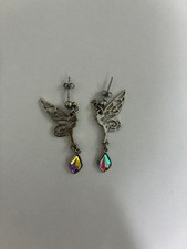 Tinkerbell Earrings Silver Tone Used Disney Jewelry